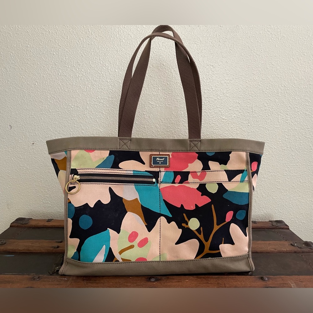Fossil large vibrant colored tote bag ~